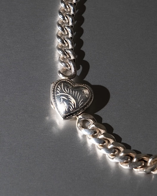 CC-Steding Heart Locket in Medium Curb Chain