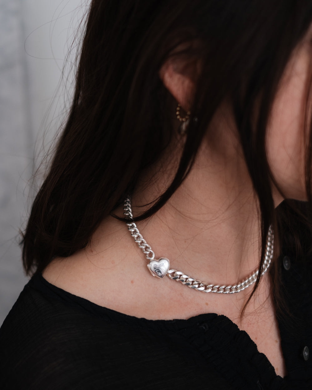 CC-Steding Heart Locket in Medium Curb Chain